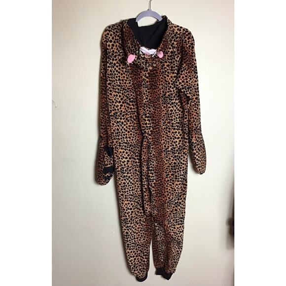 Xhilaration leopard print plush hooded onesie Sz.XXL Warm, Comfy, Footie Pajamas - Picture 3 of 9
